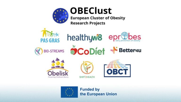 The nine projects involved in OBEClust: PAS GRAS, HealthyW8, BIO-STREAMS, eprObes, CoDiet, Better4U, Obelisk, Shift2Health, and OCBT.